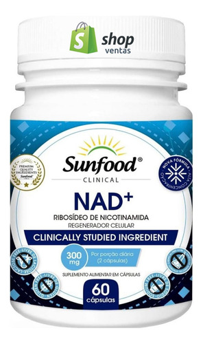 Nad+ Ribosido De Nicotinamida 300 Mg 60 Cápsulas Sunfood