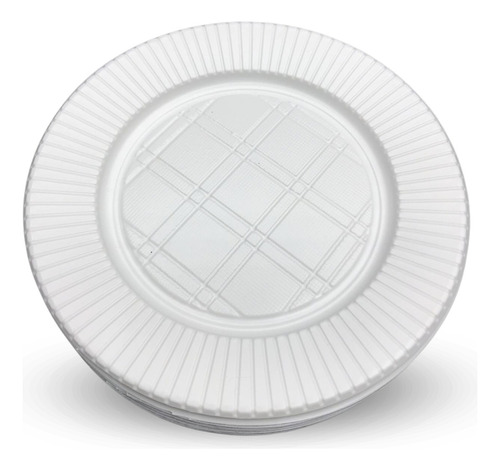 Plato Descartable X50 Plastico Blanco 22cm Gastronomia 