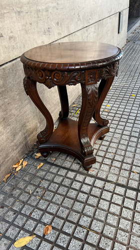 Mesa De Sala Ratona En Madera Tallada Estilo Imperial Marrón Oscuro (Usado)