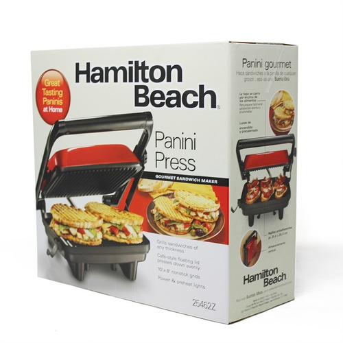 Paninera Parrilla Panini Press Roja Hamilton Beach 25462z