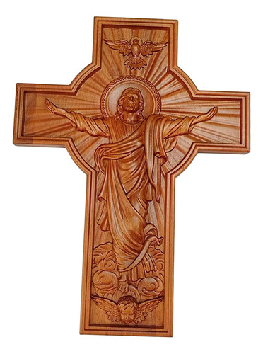 Crucifijo Jesús Cruz De Pared De Madera 35x27x2,5cm