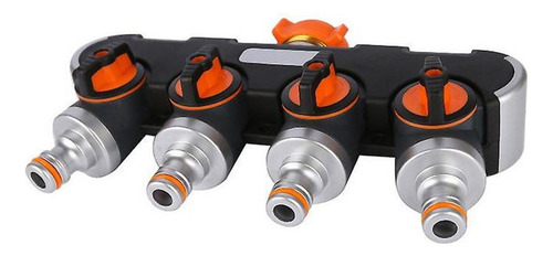 Divisor De Manguera, Mxhyl-001, 1 Pza, 4 Salidas, 3/4 O 25m Color Negro/Naranja