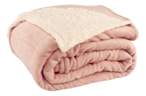 Cobertor Casal Queen Canadá 1 Peça Manta Sherpa Rosê