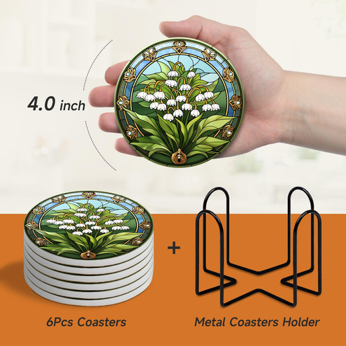 Juego De Posavasos De 6 A 4 Pulgadas De Diámetro, Posavasos
