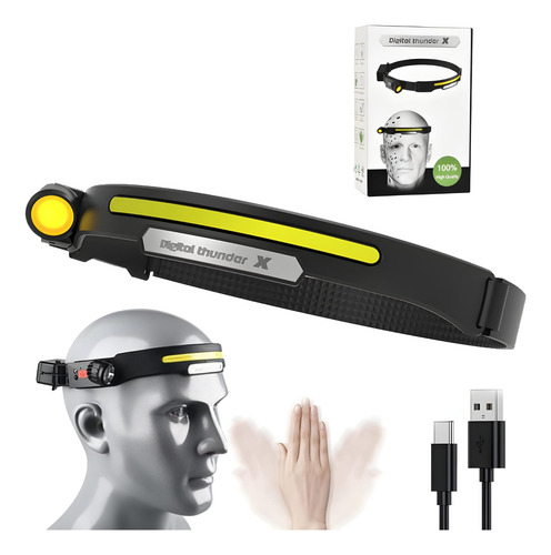 Linterna Minera De Cabeza Led Con Sensor Recargable Camping