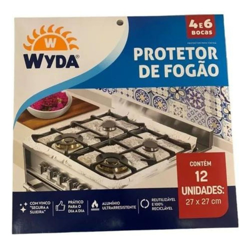 12un Forro Protetor Fogão 4 E 6 Bocas Alumínio 27x27cm