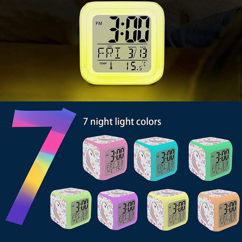 Reloj Despertador Digital Con Diseño De Unicornio Para Niños