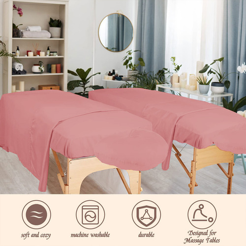 1 Juego Sabana Camilla Masaje Spa Algodn 60/40 Colores Color Rosa Claro Diseño De La Tela Liso
