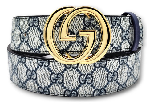 Cinturon Gg Moda Unisex Marmont Azul Diseño De La Tela Hebilla G-n Oro Talla M