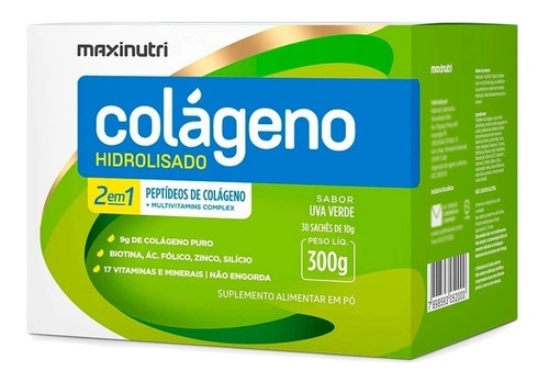 Colágeno Hidrolisado Uva Verde 30x10g - Maxinutri