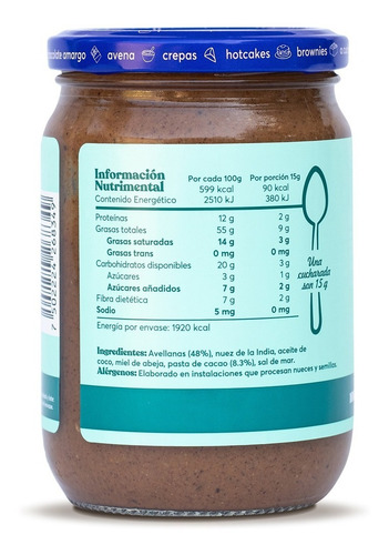 Avellina Cocoa Marca M De Maní. Caja Con 12 Pzs Frasco 320 G