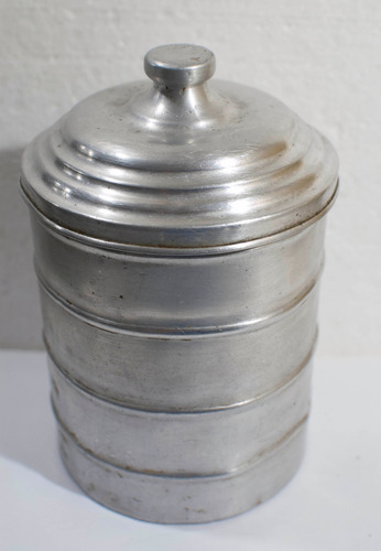 Tarro Aluminio Ingles Antiguo 19 X 12 Cm. Unico. (Usado)