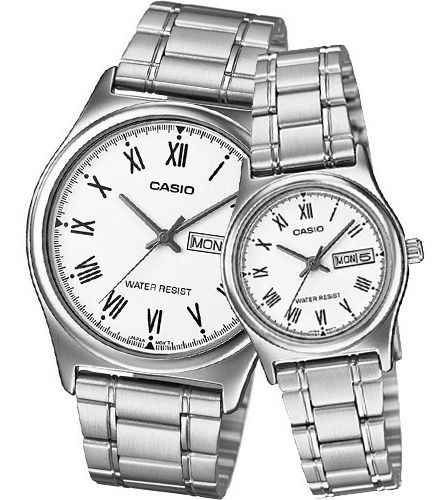 Reloj Casio Pareja Mtpv006  + Ltpv006 Acero Inox Fechador