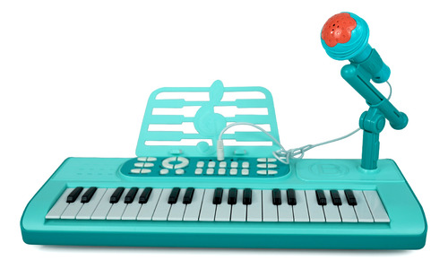 Teclado Musical Eletrônico Multifuncional Com Microfone Cor Azul 110v