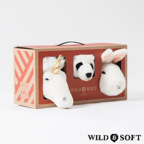 Imagem 4 de 10 de Kit Lovely Box 3 Mini Troféus Parede Pelúcia Wild And Soft