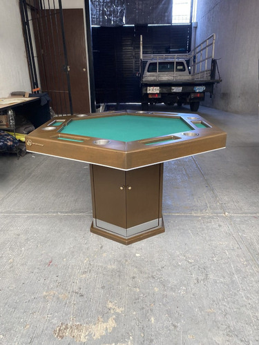 Mesa De Poker Cartas Hexagonal Comedor Puertas Paño Verde