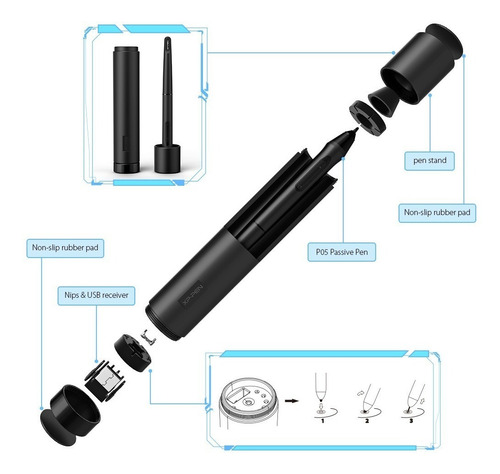 Imagen 2 de 7 de Lápiz Repuesto Xp-pen P05 8192 Niveles + Estuche No Wacom