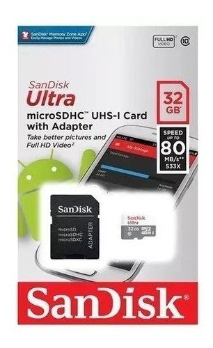 Kit 2 Micro Sd Ultra 32gb Classe10 80mbs Sandisk + Nota
