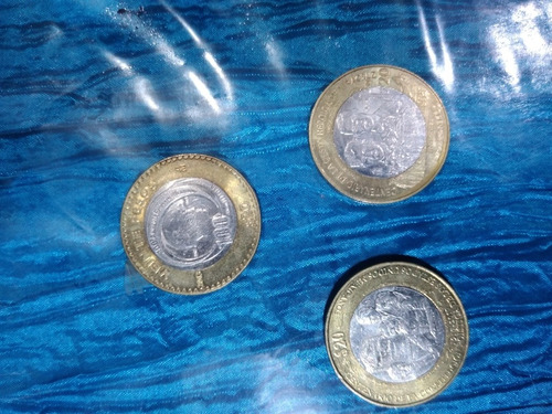 Juego De Tres Monedas Conmemorativas De 20 Pesos 