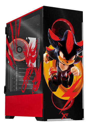 Gabinete Gamer Xtreme Pc Gaming Ring Shadow Edition Torre Completa E-atx 4 Fan Cristal Templado Argb Rojo