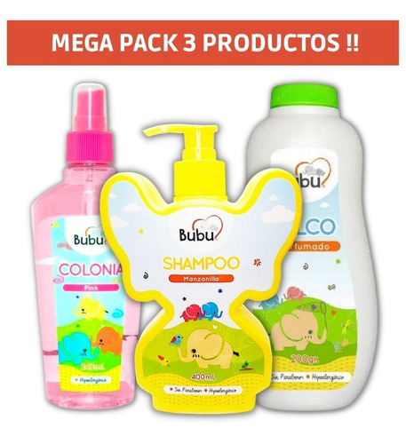 Pack Shampoo, Talco Y Colonia Para Bebe Bubu, Super Oferta !