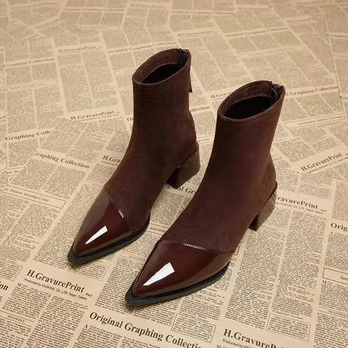 Botines Delgados Para Mujer Con Punta Puntiaguda Para Invier