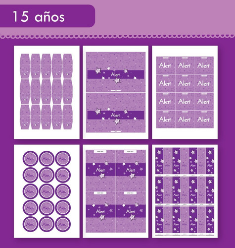 Kit Imprimible Estrellas Lilas Violetas Delicado Cumple 