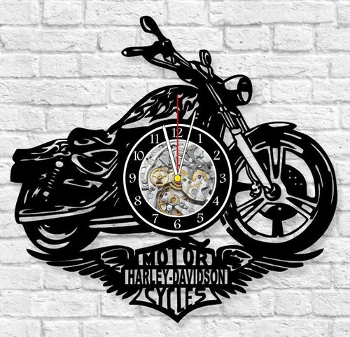 Reloj Corte Laser 4014 Harley Davidson Silueta Motocicleta