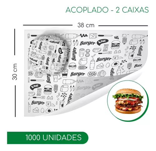 Papel Acoplado Kraft Para lanche 1000 unidades - IMPERA EMBALAGENS