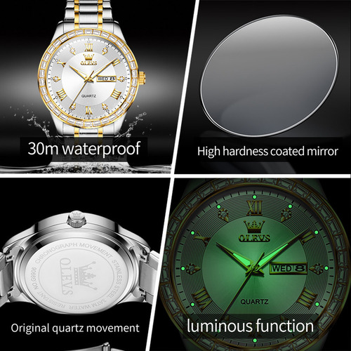 Relojes De Cuarzo Con Diamantes De Lujo Olevs Luminous