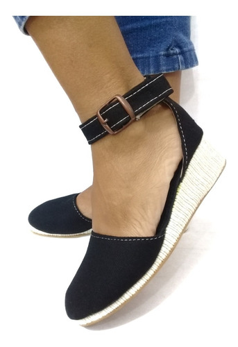 Sandalia Con Plataformas En Jeans 100% Artesanales Alpargata