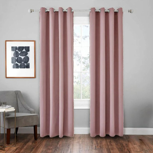 Cortina Con Aros En 2 Paños- 3mts Ancho X 2.30 Alto. - Rosa