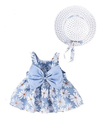 Vestido Floral Azul Para Niña Talla 12 Meses