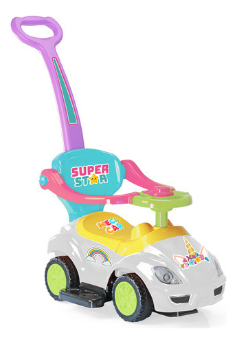 Mega Car Com Empurrador Unicórnio 4258/2 - Xplast Cor Rosa