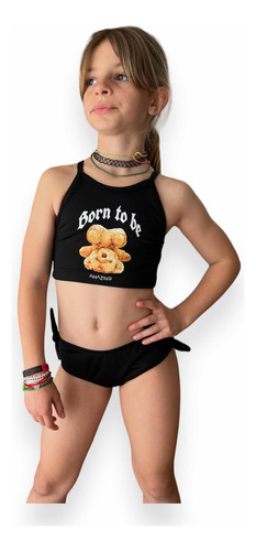 Malla Bikini Oso Amazing Uv Upf50+ Top+bombi Rock Niña