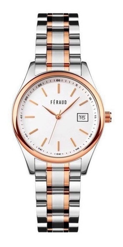 Reloj Feraud Mujer Acero Plateado Rose Calendario F5556 Lslr