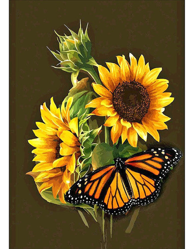 Pintura De Diamante En Punto De Cruz Con Forma De Girasol, T