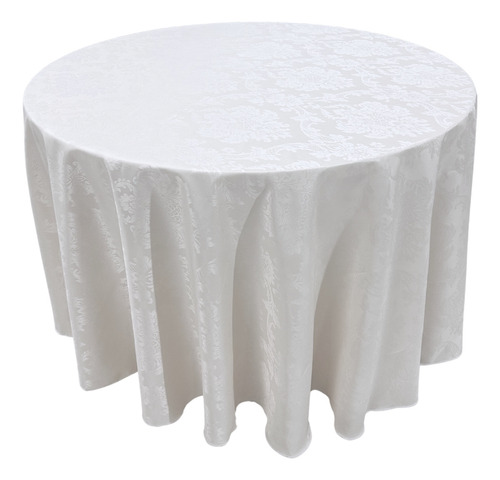 5 Toalhas De Mesa Jacquard Redonda Gigante Eventos 2,80m Ø Cor Branca