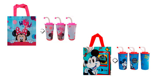 Paquete Con 40 Bolsas Y 40 Vasos Dulceros Minnie Y Mickey