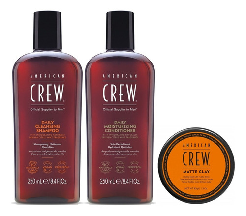 Daily Shampoo + Conditioner + Matte Clay American Crew Men