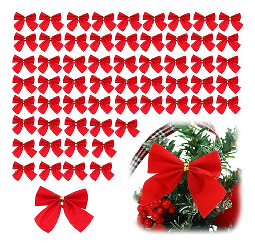 50 Piezas De Mini Lazos Rojos De Navidad Lazos Para Arbol De