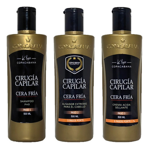 Cirugía Capilar 3pasos 500ml Cera Fría Copacabana Keratina