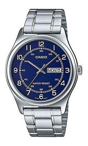Reloj Casio Hombre Plateado Mtp-v006d-2b Color del fondo Azul