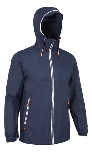 Chamarra Sailing 100 Impermeable Rompevientos Hombre Azul Tr