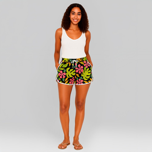 Short Para Mujer De Playa Secado Rápido Con Bolsas