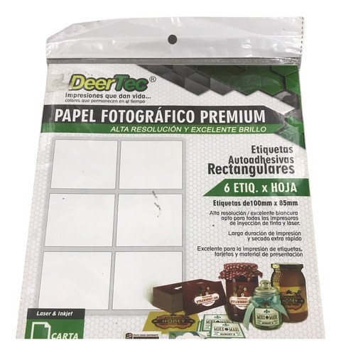 Papel De 8 Etiquetas Autoadhesivas 108mm X 70mm Deertec Sgi