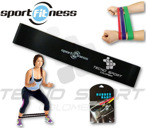 Imagen 3 de 7 de Banda Poder Elástica Pierna Sportfitness Negra Tonifica Gym