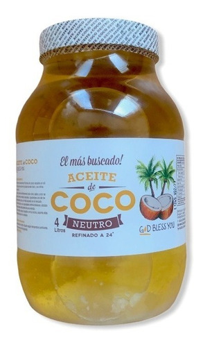 Aceite De Coco God Bless You 4 Litros Neutro 