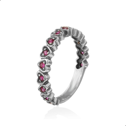 Alianca Coração, Zirconia Rosa Prata 925 Rodio Fp - 11038704