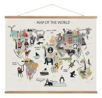 Comprar Lienzo Colgante Con Mapa Del Mundo De Animales, Mapas Del Mu